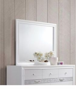 White Wood Framed Rectangular Wall Mirror