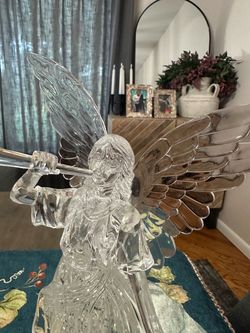 Clear Glass Angel Figurine with Trumpet