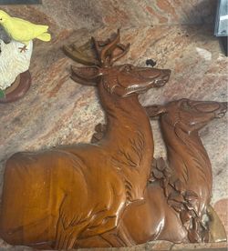 Wood Carved Deer Wall Hanging
