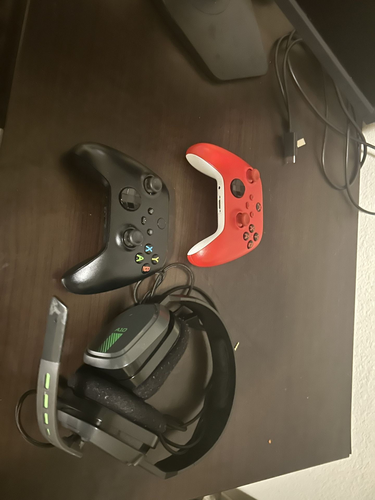 2 Xbox Controllers and Headset