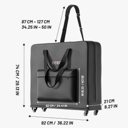 CLORIS Professional Carrying Bag Universal Case for Massage Table with Wheels and Storage Pockets Small 
