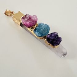 Healing Multicolor Quartz Pendant. New