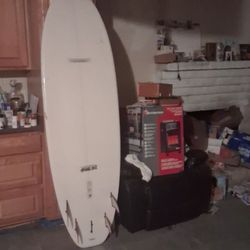 High Line Surf Board two damaged  spot missing  1 fin out of 5 fins