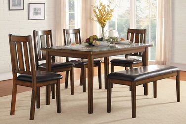 Classic Style, espresso finish Dining set includes dining table + 4 Chairs + Bench