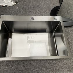 New New 27 Inch Drop in Kitchen Sink 18 Gauge Stainless Steel 2 Holes Single Bowl Topmount Kitchen Sink