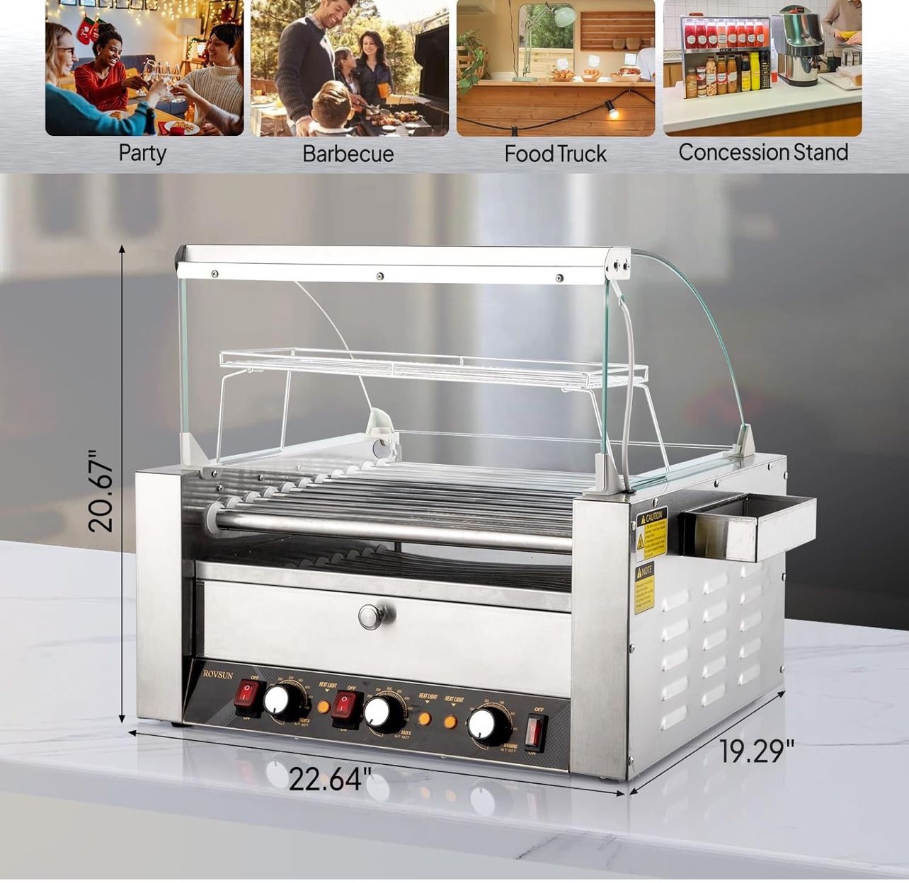 New ROVSUN Hot Dog Roller Warmer
