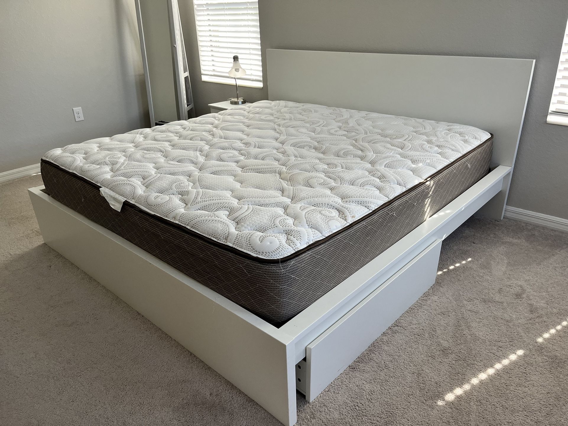 White King Size Bed Frame With Nightstand (Mattress NOT Included)