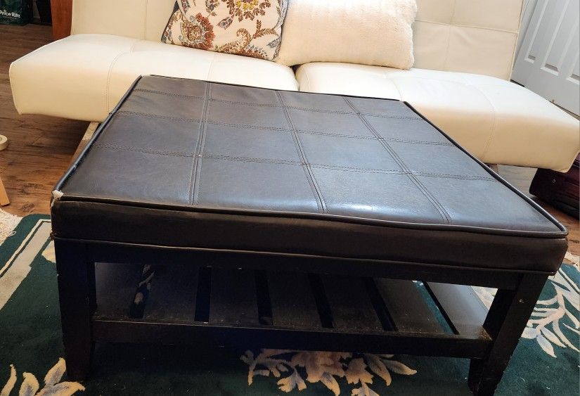 Brown Leather Ottoman