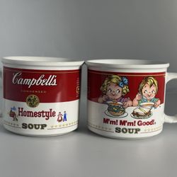 Set Of 2 Campbell’s Soup Kids 1991 “M'm M'm Good” Soup Mug Cup Vintage