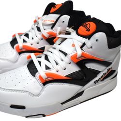 Reebok Pump Omni Zone II Mens Size 11 - White Orange Leather Sneakers - G57540