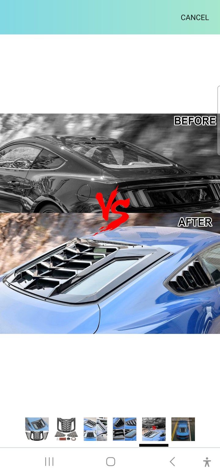
KEWISAUTO Rear & Side Window Louver for Mustang 2015-2024, Windshield Sun Shade Cover Vent GT La