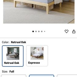 12 Inches Wood Platform Full Bed Frame Solid Wood