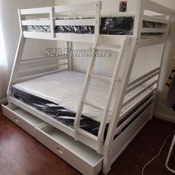 Twin Full White Bunk bed With Ortho Mattress!