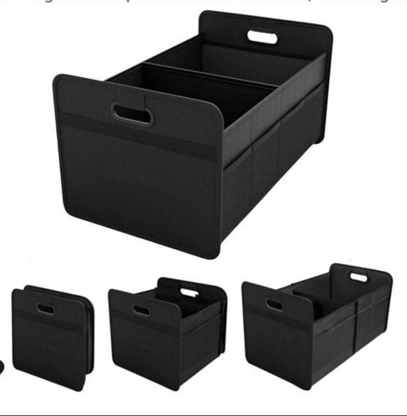 HOTOR Trunk Organizer, Foldable Trunk Organizer for SUVs and Sedans, Heavy Duty Organization for Car Accessories, Tools, Miscellaneous Items, Black, 2