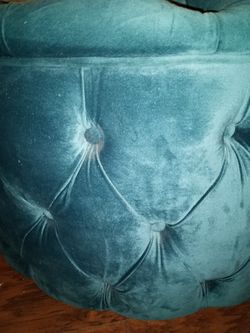 Large Teal Ottoman Round