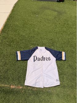 San Diego Padres True Fan MLB Button Up Baseball Jersey XL White Navy