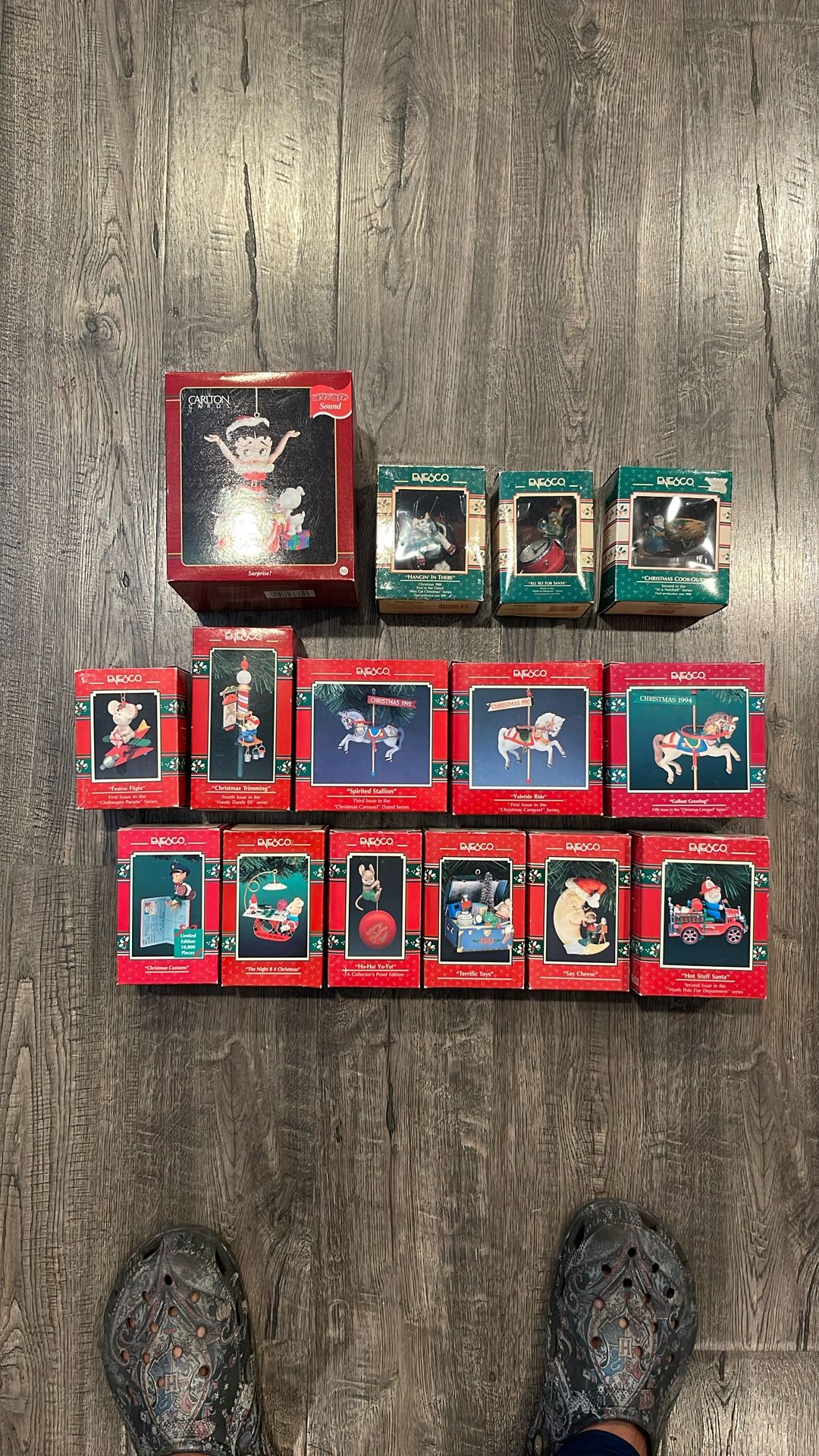 Vintage Enesco Christmas Ornament Lot 15 In Boxes