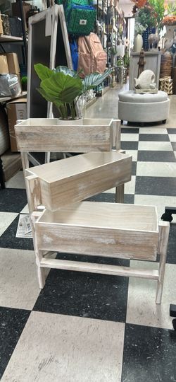 3-Tier Whitewashed Wood Plant Stand