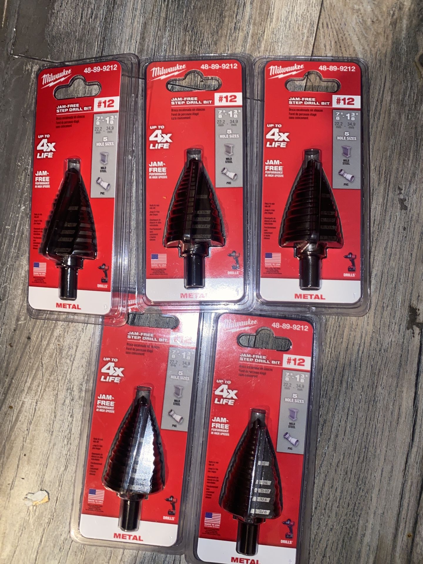 MILWAUKEE STEPBITS SIZE #12 STEP BIT 5 IN TOTAL