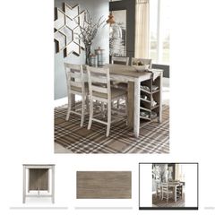 Skempton Counter Height Dining Table with Built-In Wine Rack and Shelves