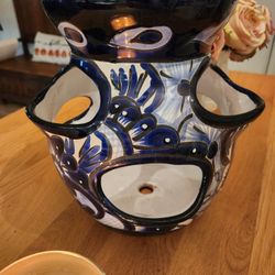 Beautiful Cobalt Blue Talavera Strawberry Planter 