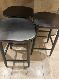 Set of three barstools in black