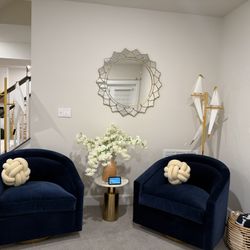 Kim Samela Benson Velvet Navy Swivel Chair