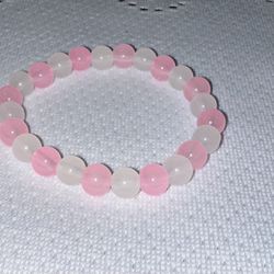 Pink & White Crystal Bead Bracelet - New