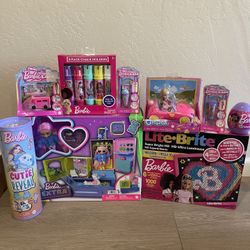 Barbie Dolls Lite Brite Cutie Reveal Girl’s Christmas Toy Bundle (9 Items)