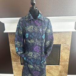 Merona double breasted floral midi peacoat. Sz.L