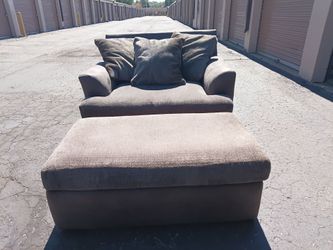 Super Comfy Brown Plush Oversized Chair & Ottoman – Westminster (Delivery Available for a Fee