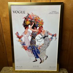 Vintage Vogue Magazine Cover Reproduction 14x20 Print In Frame