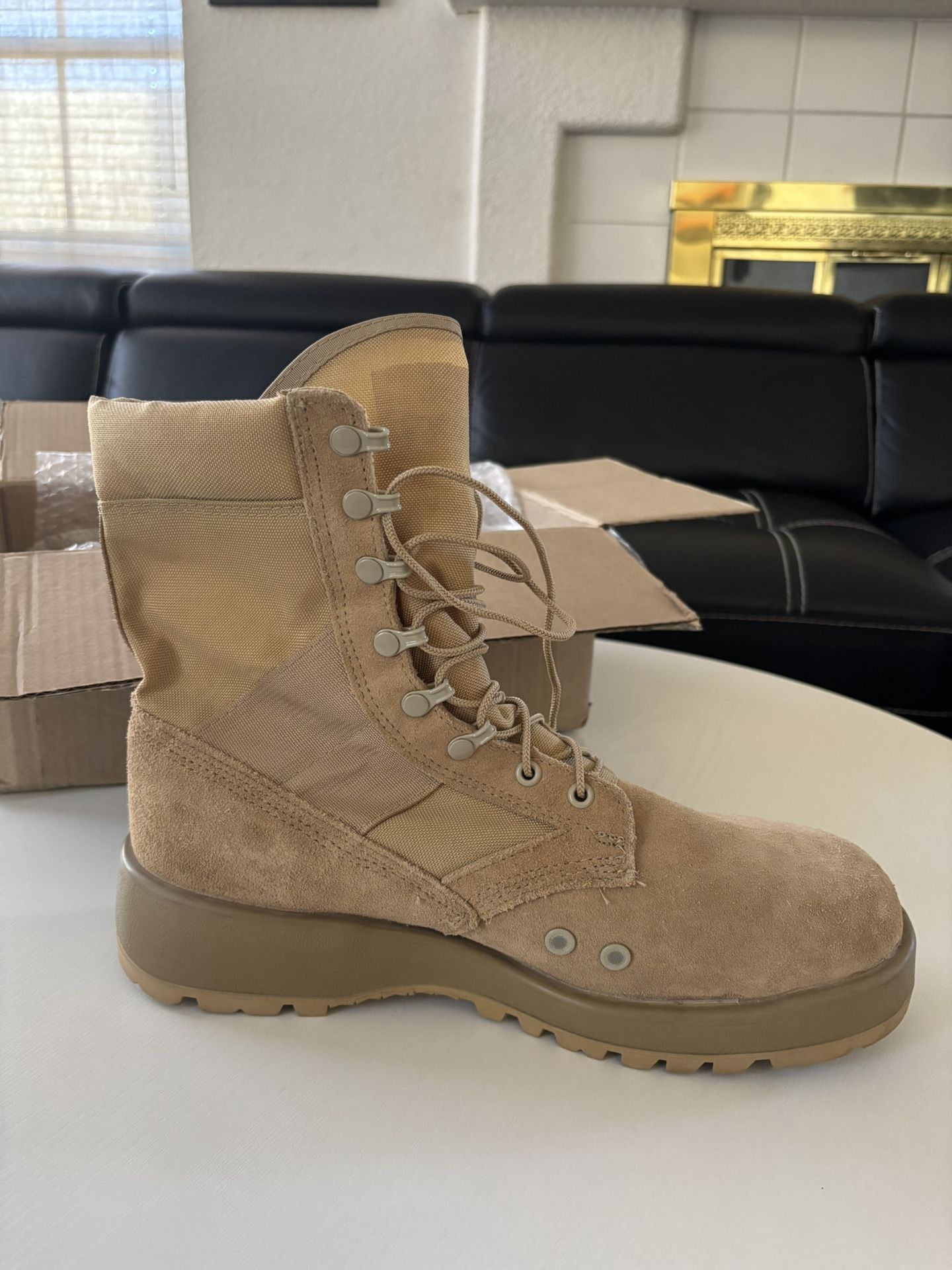 Mens Tan Combat Boots Size 11.5