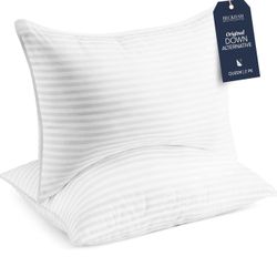 Queen Size Set Of Two Down Alternative Pillows For Sleeping