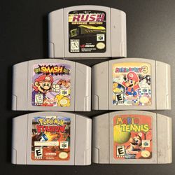 Nintendo 64 Games Bundle - Mario Party 3, Smash Bros, Mario Tennis, Pokemon Stadium
