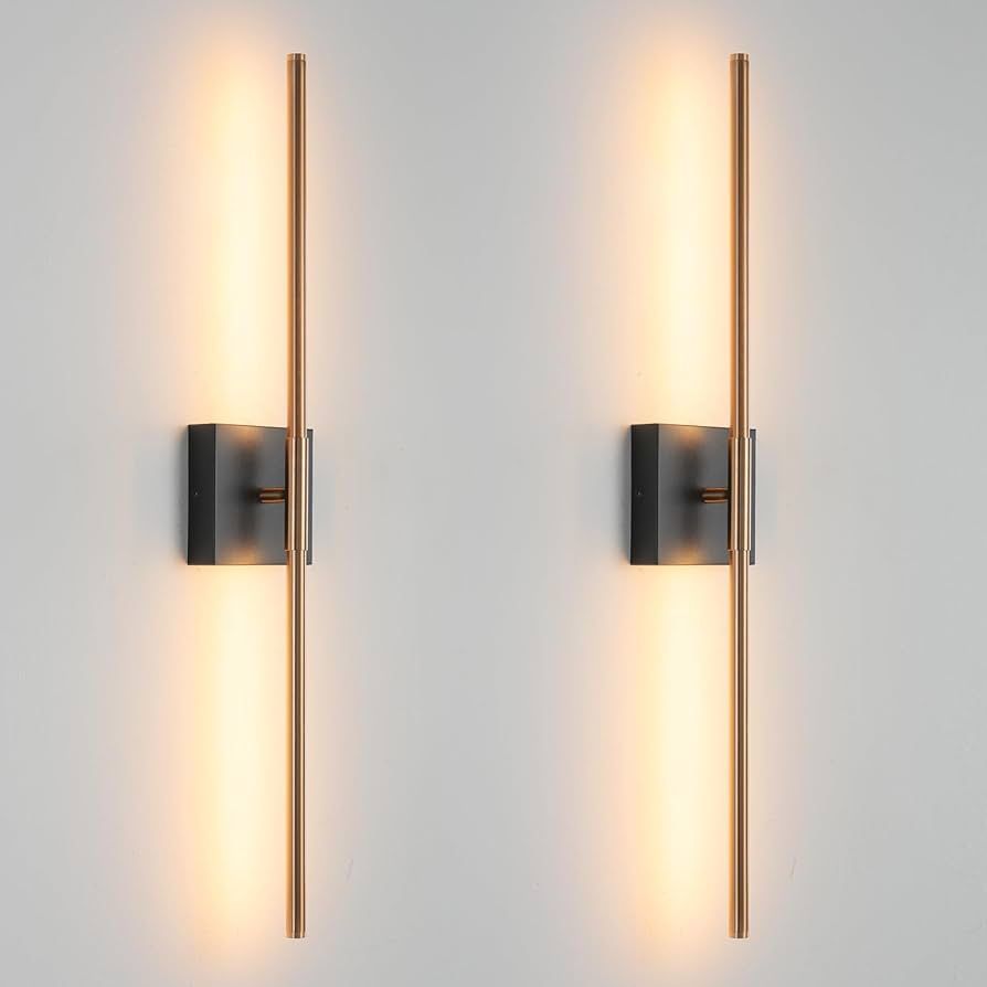 golden brass and black wall lights of 1200 lm, LED lights apliques de pared dorado latón y negro de 1200 lm, luces LED de of.