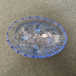 Vintage Pastel Blue Oval Fruit Bowl