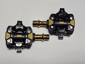 RACEWORK SPD Clipless Pedals with Cleats - Black/Gold