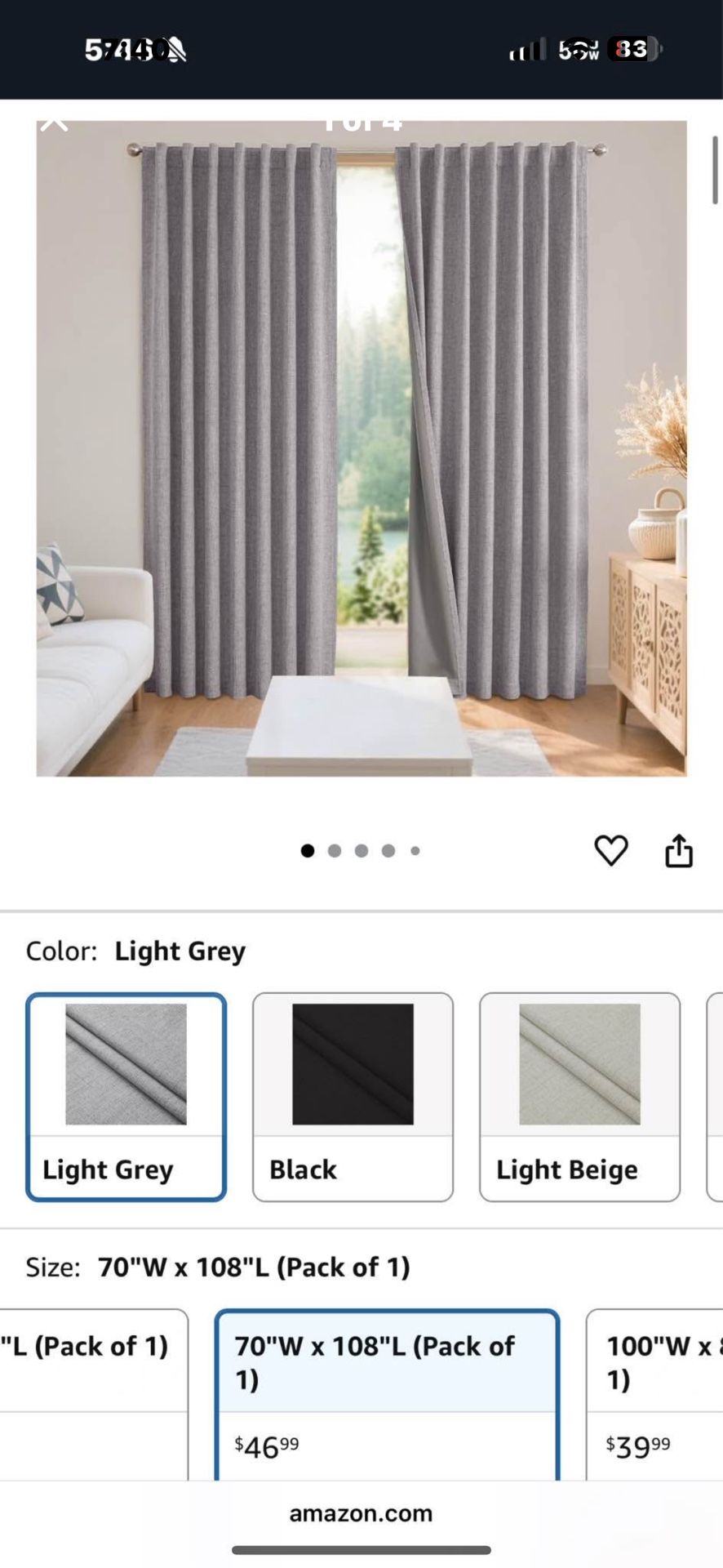 108” grey blackout curtains