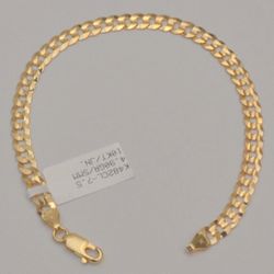 Gold chain 10k solid yellow cuban curb link bracelet 7.5 in 5.0 mm 4.9 grams