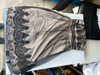 Black Lace Overlay Formal Dress