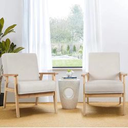 Accent Chairs Set of 2,Accent Chairs for Living Room,Accent Chair,Mid Century Modern Chair,Arm Chair,Reading Chair,Wooden Comfy Armchair for Bedroom,B