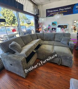 Sectional Convertible Bed Smoke Fur Like Corduroy fabric. New Especial price