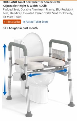 Raised Toilet Seat Riser with Safety Rails