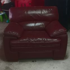 Leather Maroon Couch 