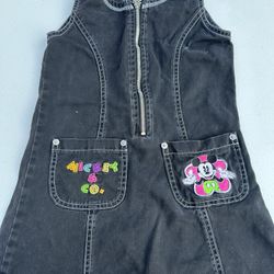 Mickey Disney Kids Black Denim Overall Dress S (7/8)