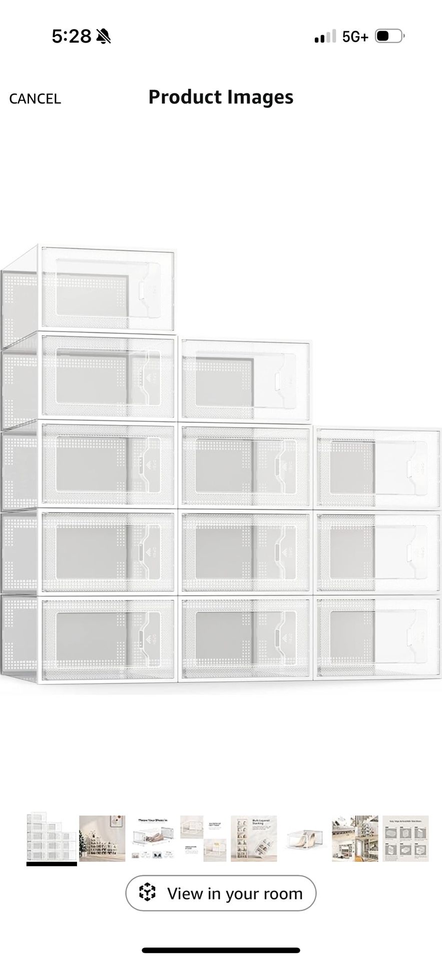 12 Pack Shoe Storage Box, Clear Plastic Stackable Shoe Organizer for Closet, Space Saving Foldable Shoe Rack Sneaker Container Bin Holder 