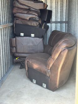 Two full leather recliner couch