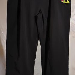 FILA Track Pants Men's L Black Neon Logo Windbreaker Joggers Retro Style Modern


