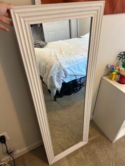 Large White Framed Floor Mirror